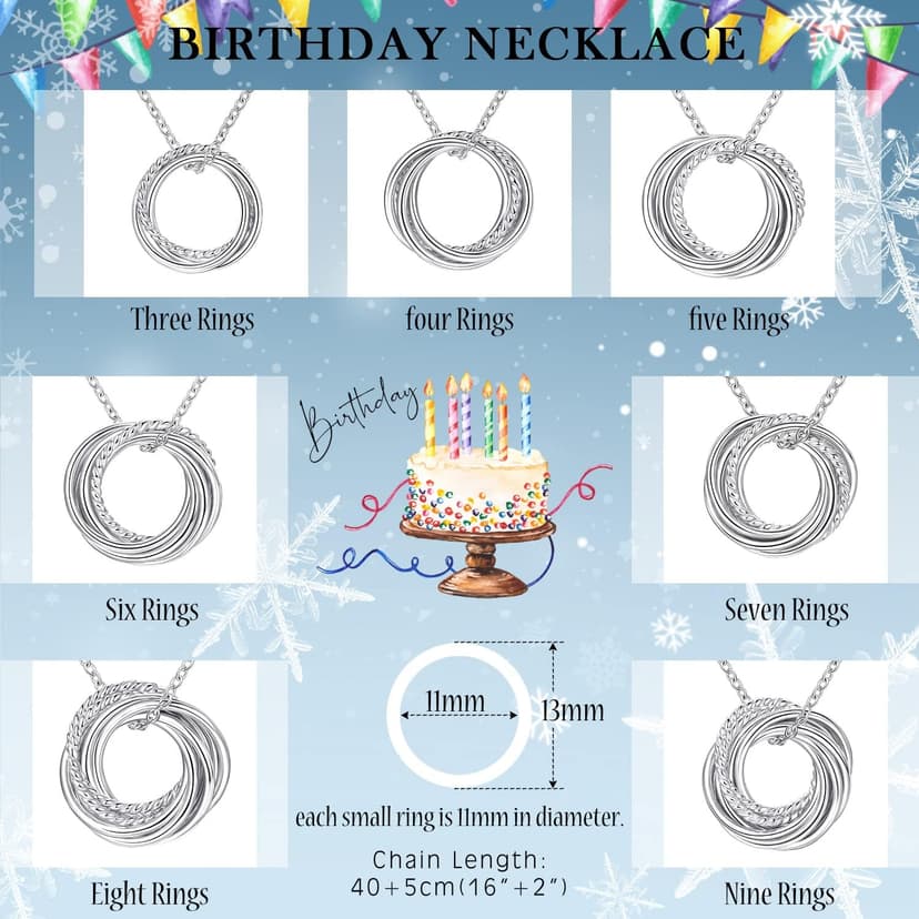 Birthday Gifts for Women Sterling Silver 30th 40th 50th 60th 70th 80th 90th Birthday Necklace For Her 3 4 5 6 7 8 9 Decade Jewelry 30 40 50 60 70 80 90 Years Old