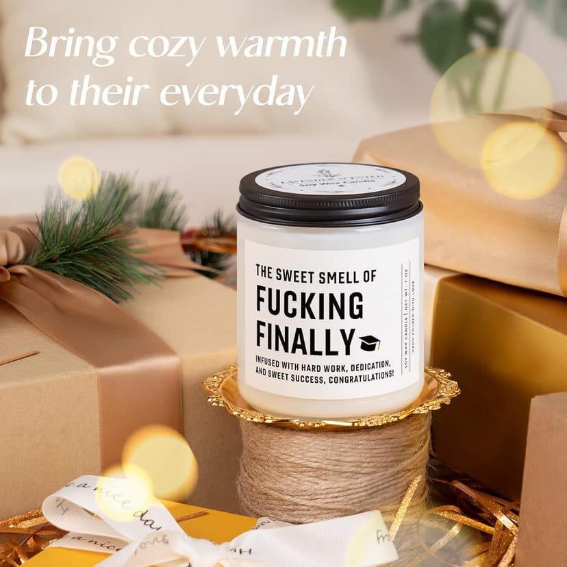 Shqiueos Funny Graduation Gifts for Her Him, Graduation Candle for Women Men Lavender Scented 7 Oz, 2025 Graduations Gifts for Masters Degree, College, High School, PhD Grad Gift for Nurse Law School