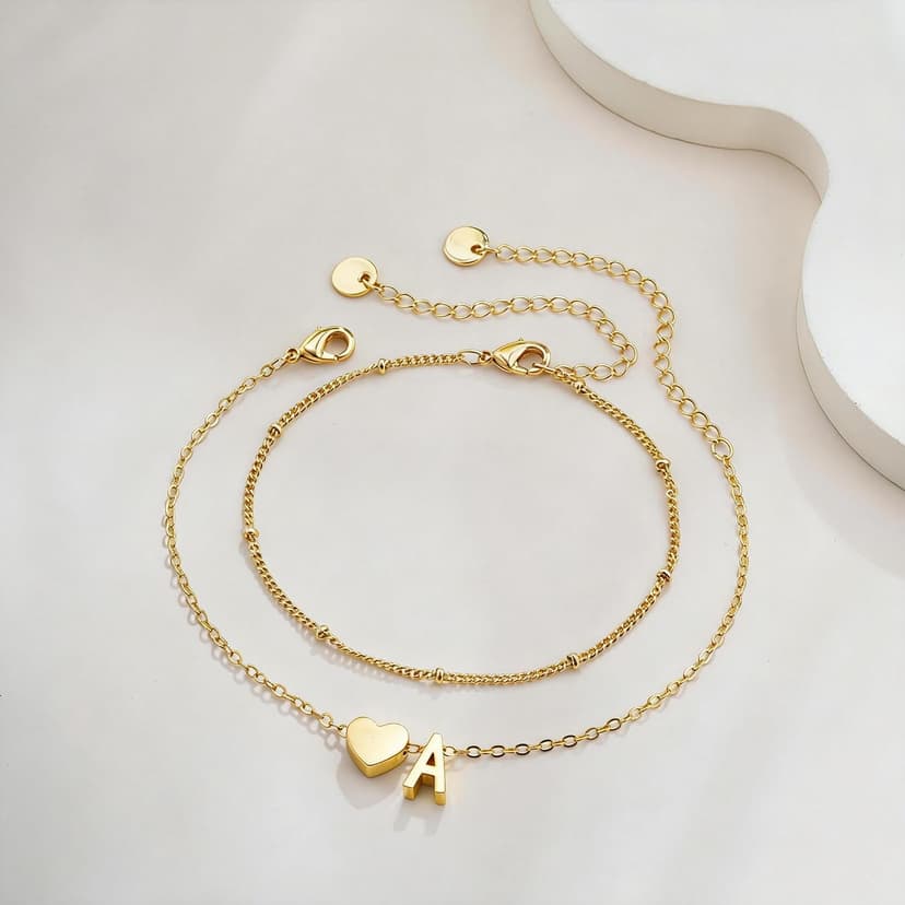 14K Gold Plated Heart Initial Bracelet Teen Girl Gifts Trendy Stuff Dainty Gold Bracelets for Women Girls Jewelry Gifts Gold Initial Bracelets for Women Teen Girl Gifts Trendy Stuff B0FHKTMNHG