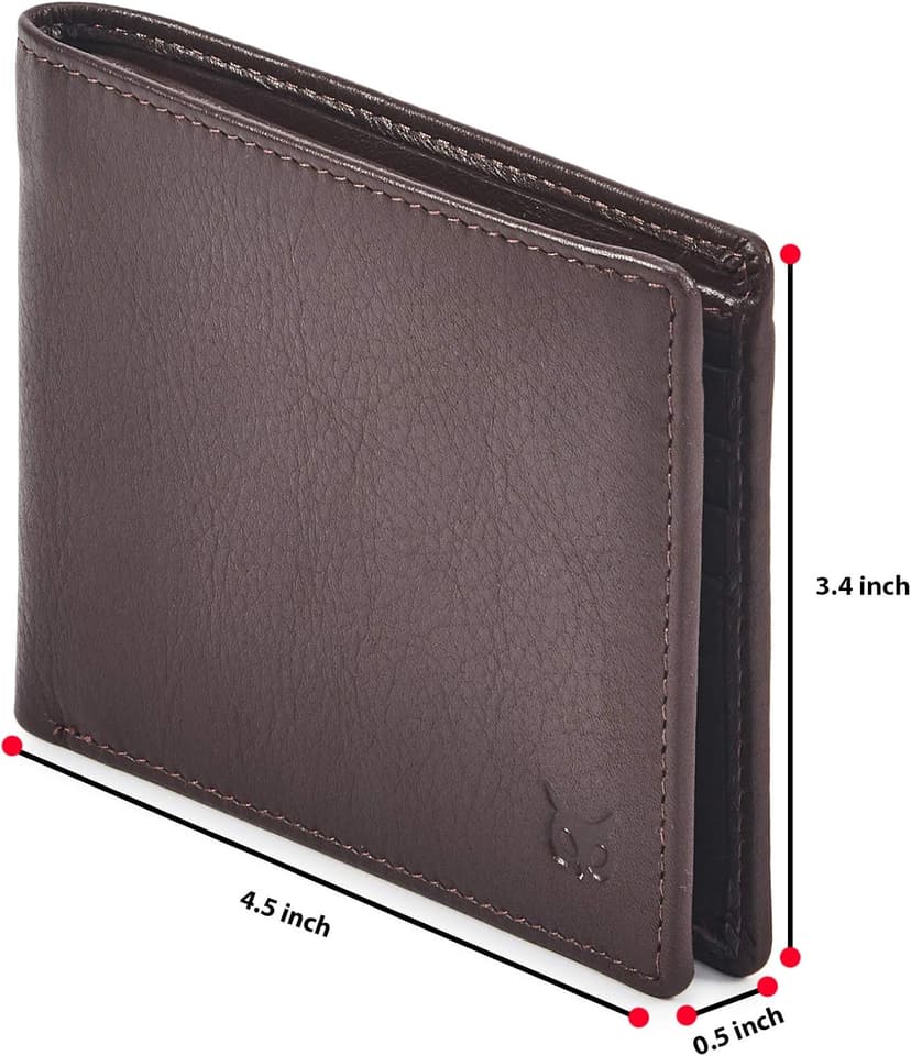 Wise Owl Accessories Real Leather Mens Bifold Wallet RFID Blocking Slim Minimalist Front Pocket - Thin & Stylish with ID Window in Gift Box (Nappa, Chocolate)