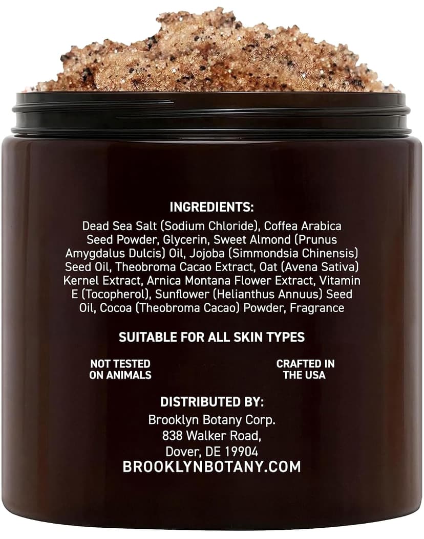Moisturizing & Exfoliating Face, Foot & Hand Scrub, Natural Softening Formula for Smoother, Softer & More Even Complexion Brooklyn Botany Arabica Coffee Body Scrub - 10 oz B07GQ4W15V