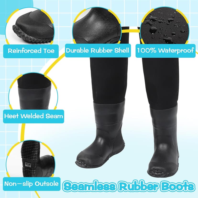 LHG Waders for Kids Waterproof Neoprene Chest Waders Insulated Hunting Fishing Youth Waders for Boy Girl