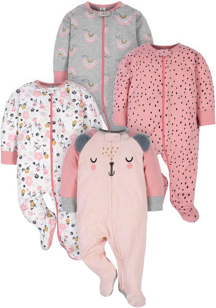Gerber Baby Girls 4-Pack Sleep 'N Play Footie B08BV2XMG7