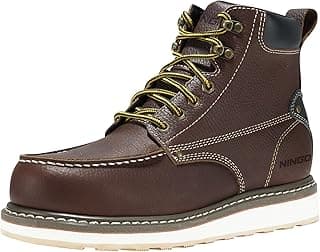 HISEA NINGO Work Boots for Men Steel/Soft Toe Boots,6” Water Resistant Slip Resistant Industrial & Construction Work Shoes, Composite Toe Working Boot