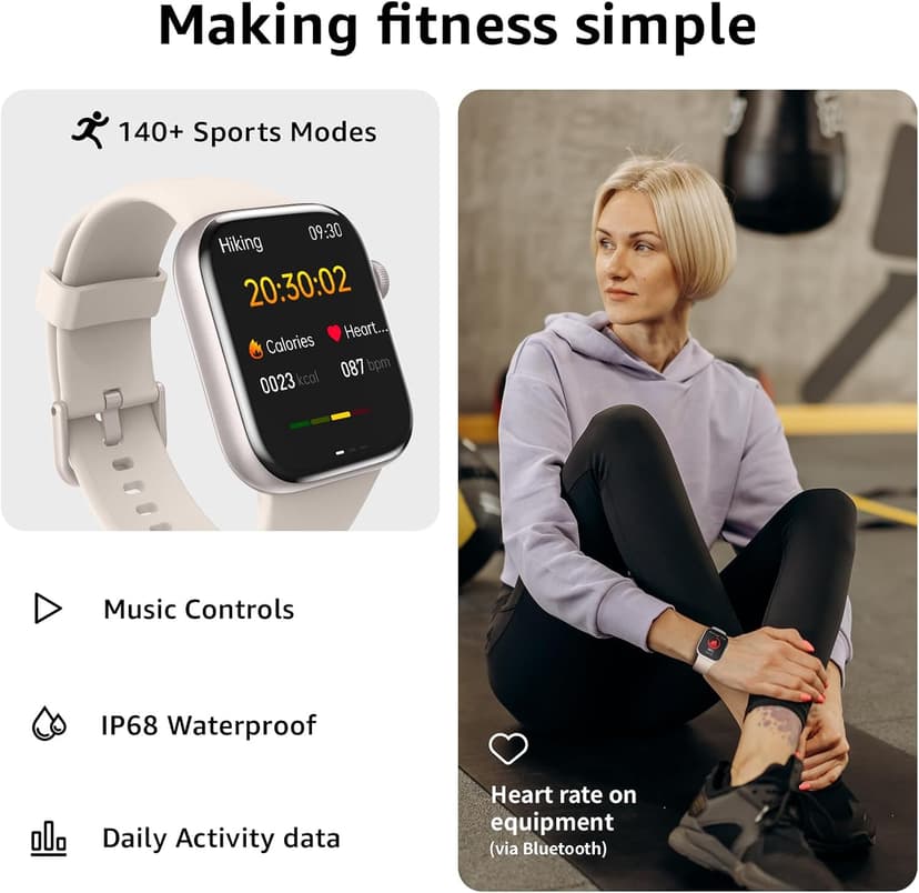 Smart Watch for Men Women Answer/Make Call, 1.85" Smartwatch, Fitness Watch with Heart Rate Blood Pressure Sleep Monitor, 140+Sports, IP68 Waterproof Step Counter Watch Compatible with Android IOS