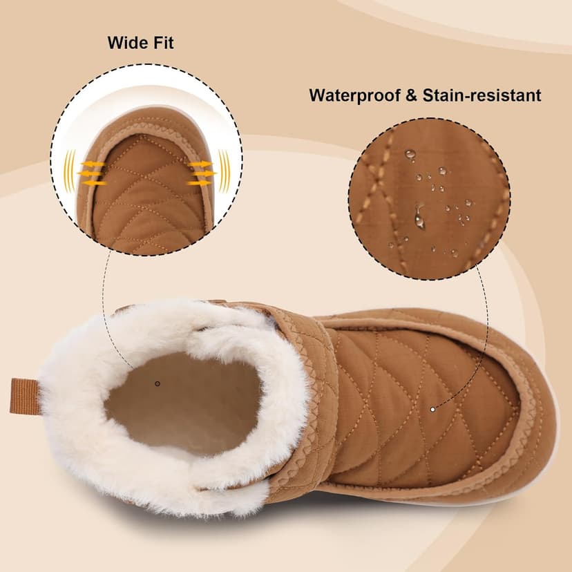 Spesoul Winter Boots for Women Waterproof Snow Boots Fuzzy Zero Drop Winter Shoes Slip On Ankle Booties for Outdoor Walking