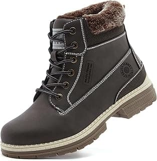 ANJOUFEMME Womens Hiking Snow Winter Boots - Waterproof Work Ankle Boots for Women Comfortable Warm Fur Boots for Backpacking Cycling