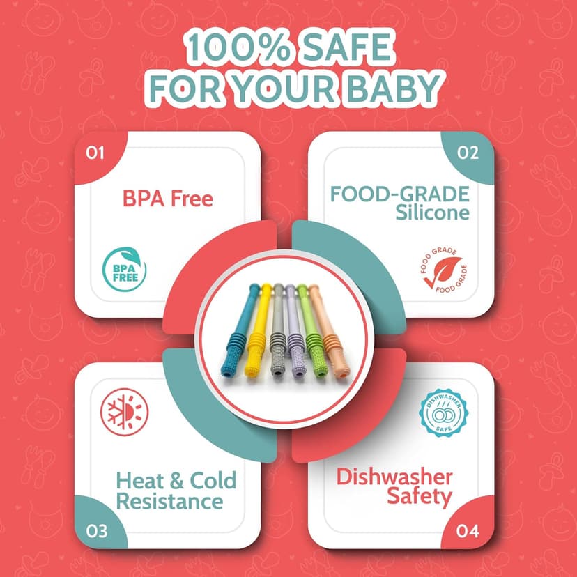Bebecan Teething Sticks for Babies 36+ Months – Super Soft Silicone Teething Aids, Infant Oral Soothing Relief Back Molars, Multicolor 6-Pack