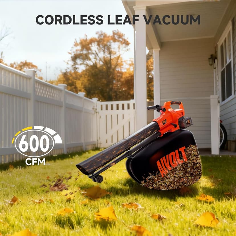 AIVOLT Brushless Leaf Blower Vacuum Mulcher 40V, Cordless Leaf Vacuum with 40L Bag, Turbo Power, 2x4.0Ah Batteries & Charger, 3-in-1 for Lawn Care, Patio Cleaning