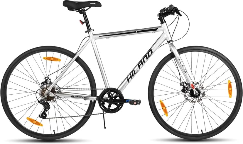 HILAND 700C Road Hybrid Bike, 7 speeds Bikes Urban City Commuter Bicycle with Disc Brake for Men Women Adult Comfortable Bicycle