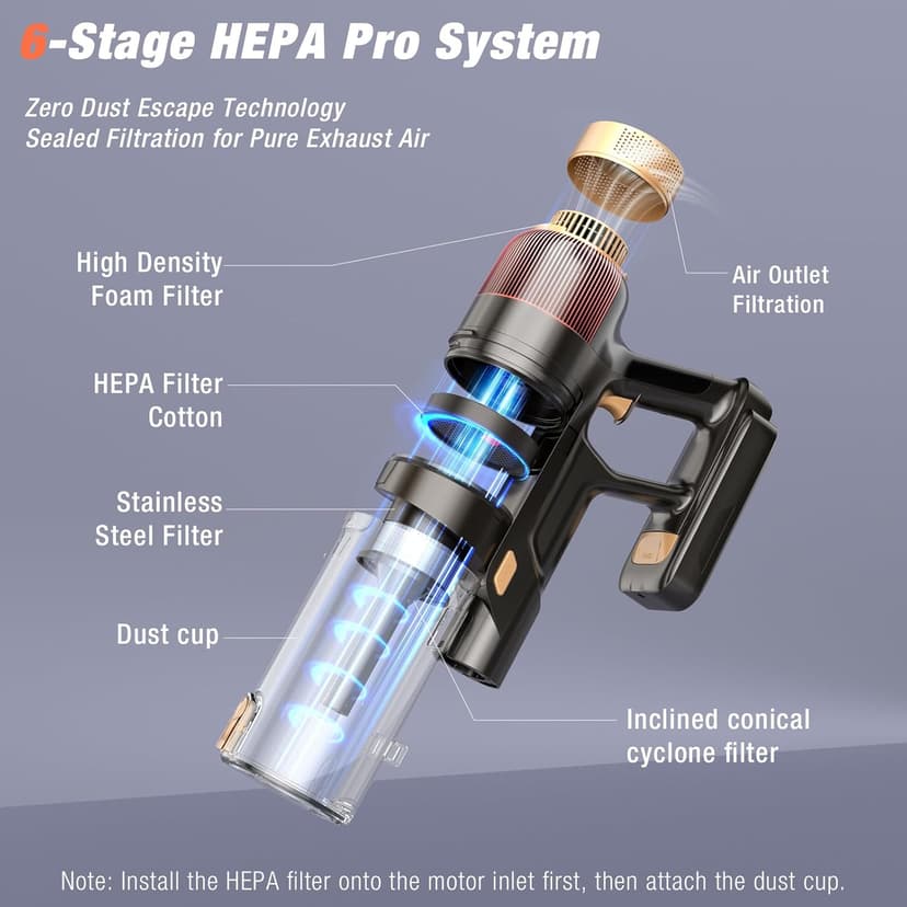 Cordless Vacuum Cleaner, 580W 48KPA 70 Mins Vacuum Cleaners for Home, Self-Standing Stick Vacuum with Touch Screen, Wall Mount Charge, Ultra High-Power Brush for Pet Hair/Plush Carpet/All Floor