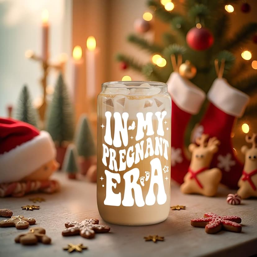 Fairy's Gift Pregnant Women Iced Coffee Cup, Cute Pregnant Mom Gifts, New Mama 16 oz Coffee Glass Cup, New Mothers Birthday Christmas, Pregnancy Gifts for Expecting Mom, First Time Mommy, Mommy to Be