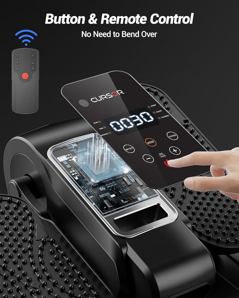 Under Desk Elliptical Machine, Electric Seated Pedal Exerciser, Mini Elliptical Leg Exerciser with Remoter, 12 Level Speeds, Forward & Reverse Direction, Manual & Auto Mode for Home Office