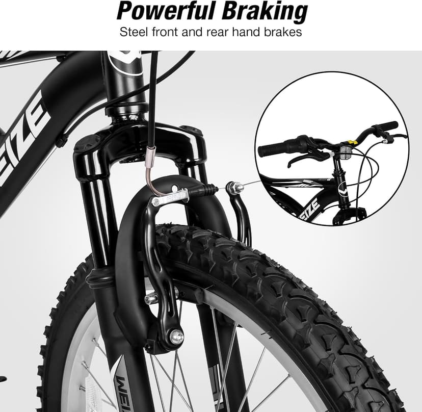 WEIZE Kids Mountain Bike, 20 24 inch Kids' Bicycles for 6-14 Years Old Boys Girls with Dual Full Suspension, 6 Speeds Drivetrain, High-Carbon Steel Frame, Ideal for Young Riders and Adventurers