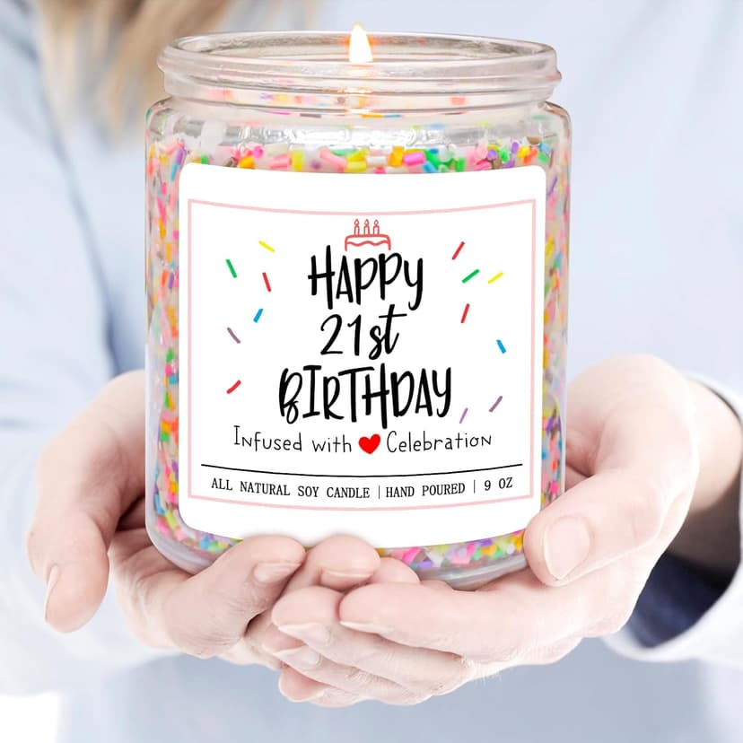 Homsolver 21st Birthday Gift for Her, Perfect Ideas Happy Birthday Presents for Women, Friends, Sister, Daughter, Vanilla Cream Scent Handmade Aromatherapy Candle Decorations B0CFTY7LSD