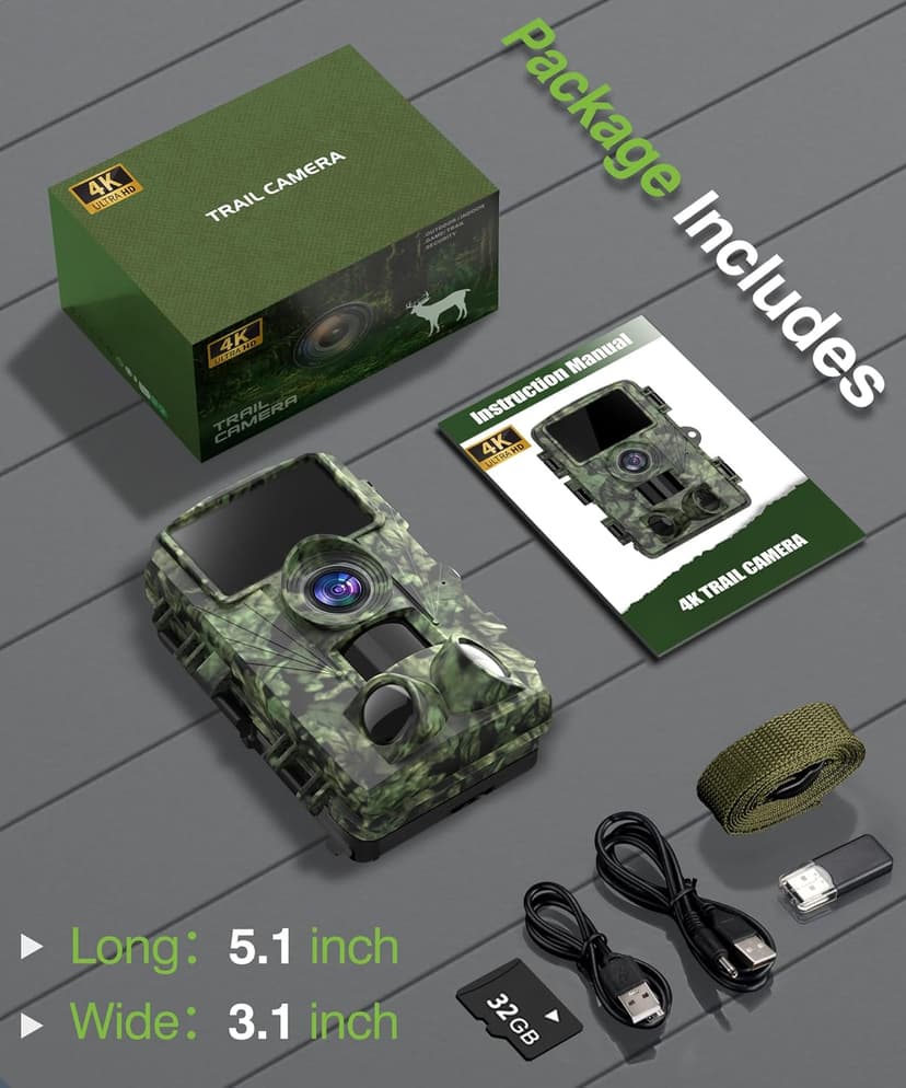 Trail Camera - 4K 48MP WiFi Game Camera with Night Vision, 0.05s Trigger Motion Activated Camera, IP66 Waterproof, 130 Wide-Angle Cell Phone App No Glow Infrared LEDs for Outdoor Wildlife