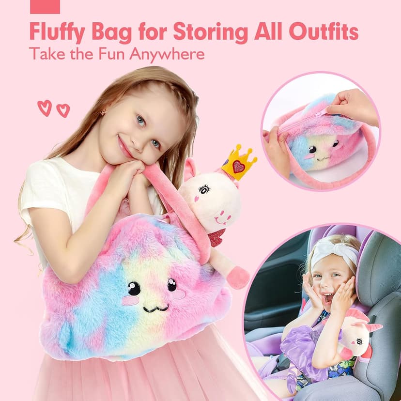 Ballet Dress up Doll with Plush Bag, 4 Year Old Girl Birthday Gifts 5 Year Old Kids Present, Airplane Travel Soft Plush Unicorns Toys for Girls Age 4-6, Ballerina Doll Stuffed Animal Girl Toy 4-5 B0DJQQY2YM