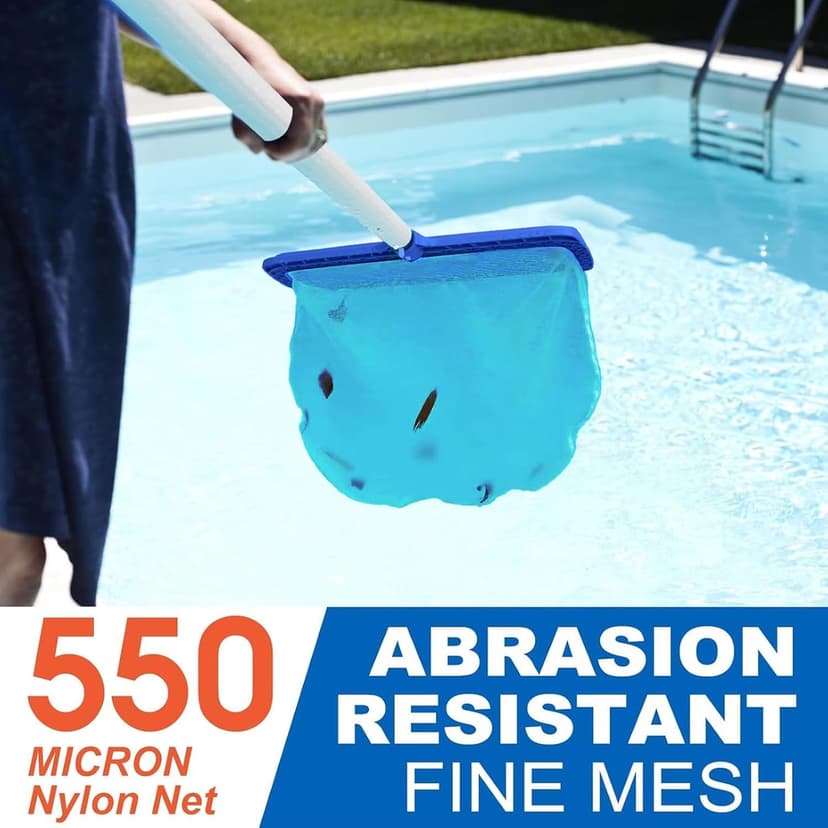 Poolvio Professional Pool Net, Upgraded Self-Repair Heavy Duty Nylon Mesh, Pool Skimmer Net with Extra Wide Scoop Edge, Pool Nets for Cleaning Leaves, Debris(No Pole)