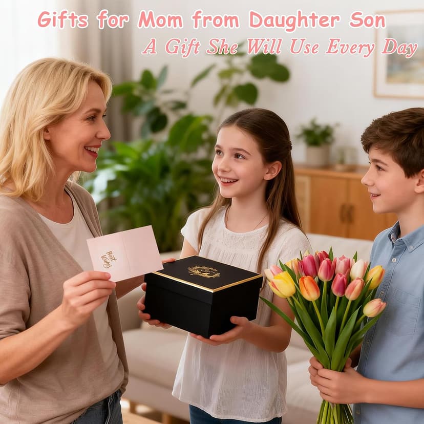 Unique Marble Gold Print Coffee Cup with Lid, Spoon, Greeting Card, Happy Moms Mothers Day Gifts Idea, Luxury Gift Boxed Set Birthday Gifts for Mom from Daughter Son, 14oz Funny Best Mom Mug, Pink B09Z7KFN1Y