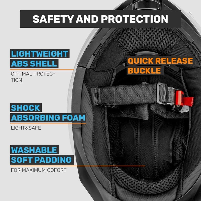 Westt Modular Motorcycle Helmet - DOT Approved - Full Face Flip Up, Internal Sun Visor for Men Women (Street Bike, ATV, Snowmobile)