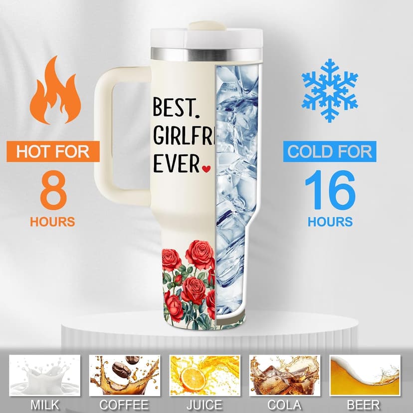 Anniversary, Christmas, Valentines Day Gift Ideas for Her - 40oz Travel Cup Insulated Tumbler with Lid & Straw Gifts for Girlfriend - Girlfriend Birthday Gifts for Women B0FVDQHKY6