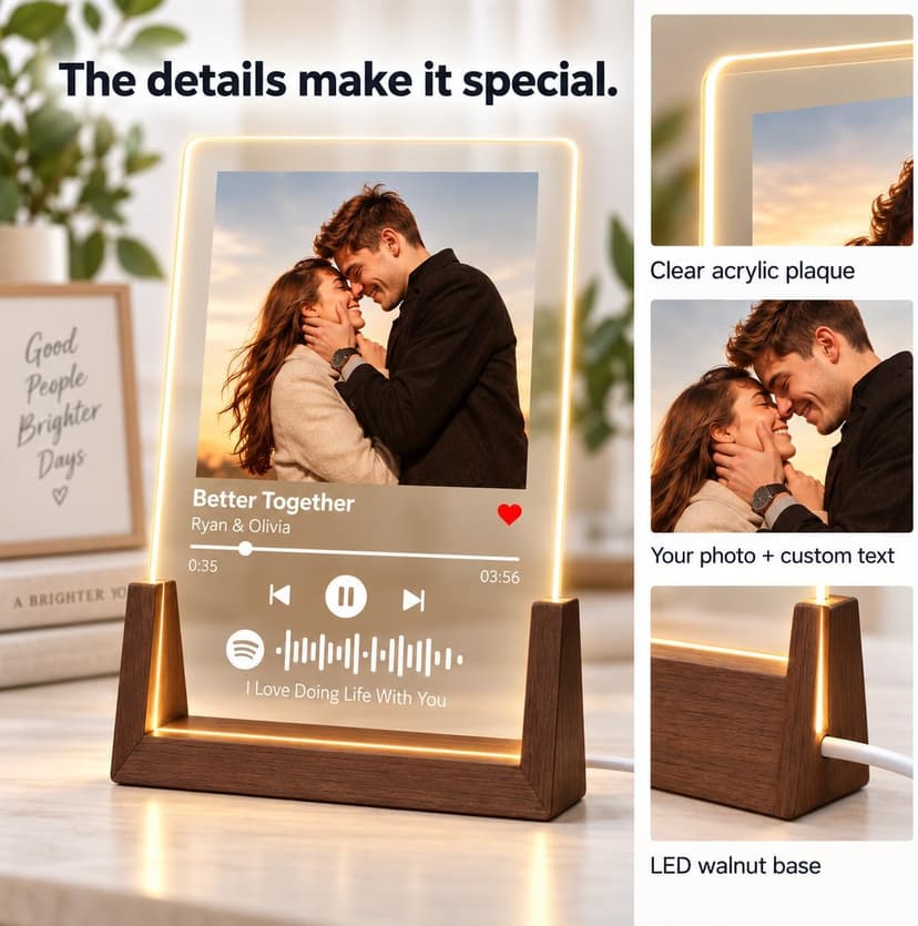 Custom Spotify Plaque, Personalized Acrylic Song Plaque with Photo, Custom Music Picture Frame, Customized Gifts for Boyfriend Girlfriend Husband Wife B0GY8ZQG4P
