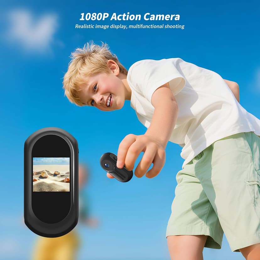 1080P Sports Action Camera with 64GB Card, Mini Body Camera Wearable Action Body Cam, Portable Recorder with Magnetic Back Clip