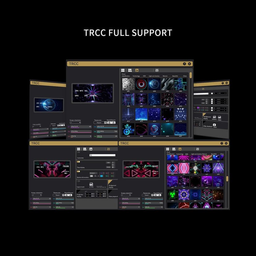 Thermalright Trofeo Vision LCD White Edition Case Sub-Display Features a 6.86-inch Full-Color LCD Screen (1280x480 Resolution) with Magnetic Panel Design. Supports DIY Dynamic/Static Images (White).