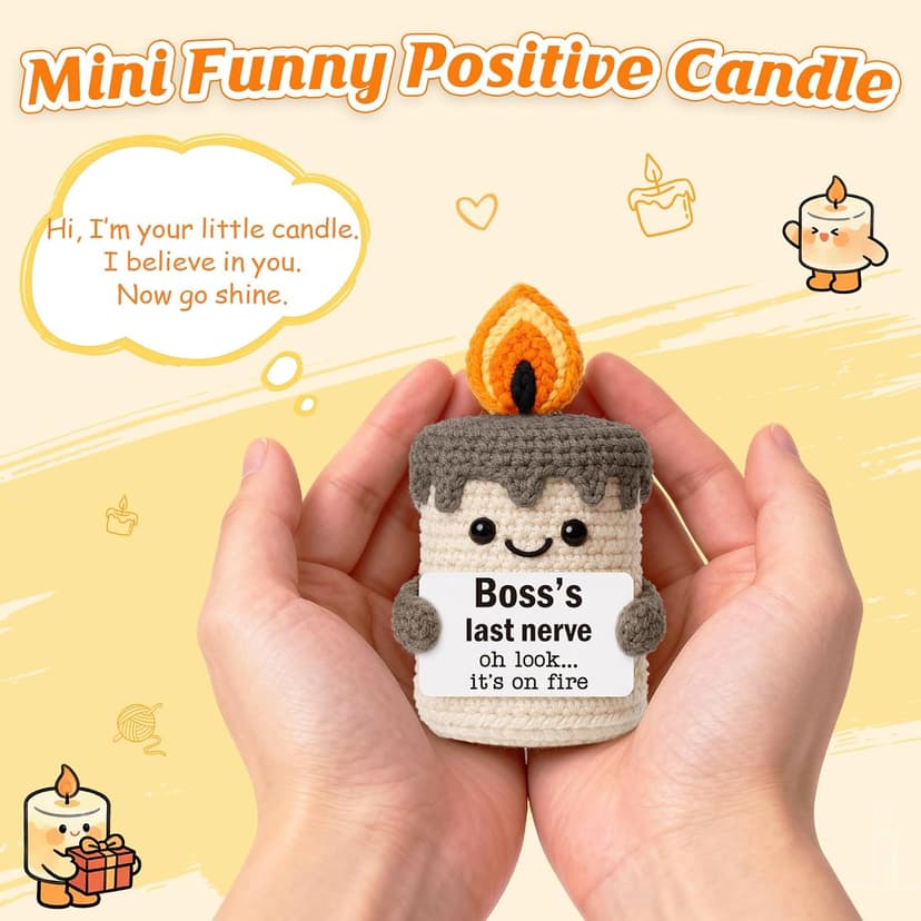 Boss Lady Female Male Gifts, Funny Birthday Christmas Leaving Gag Gift for Supervisor Manager, Handmade Crochet Candle Decor Funny Bosses Day Gifts for Women Man, Appreciation Gifts for Boss B0G2LZ6T1K