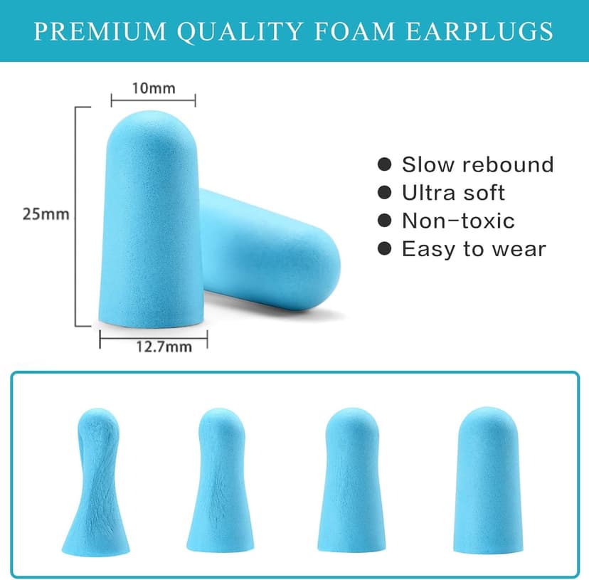 Lenicany 30Pair Soft Foam EarPlugs, 32dB Disposable Sound Blocking Noise Cancelling Ear Plugs for Sleeping/Concerts Loud Music/Shooting Guns/Work Construction, Hearing Safety Protection (Blue)