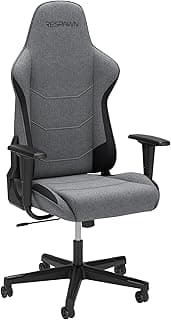 Respawn 110 Ergonomic Gaming Chair - Reclining Office Video Game Swivel Chair with Lumbar Support, Headrest, Heavy Duty, High Back, Racing Style Gaming Recliner Seat for Computer Gamer - Gray Fabric
