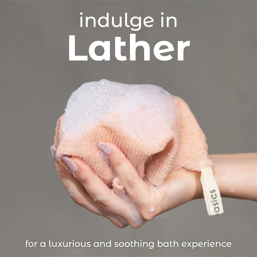 MainBasics Exfoliating Shower Towel - Japanese Nylon Bath Towel and Body Washcloth, Quick-Dry, Durable, Deep Exfoliation (Set of 3, Earthy Love)