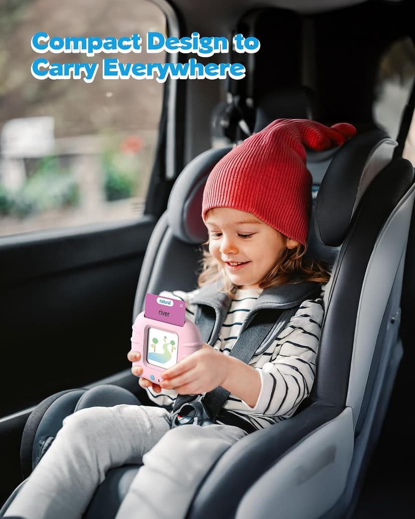 Montessori Language Learning Toys with 224 Words, Pocket Speech Therapy Toys, Children's Sensory Educational Toys Airbition Talking Flash Cards for Toddlers Ages 1‑4,224 Words English Pink B0D478JF4R