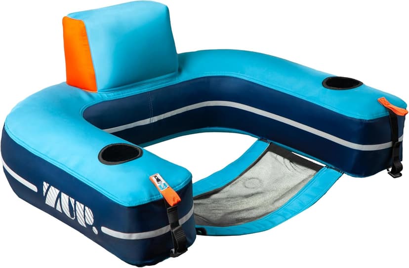 ZUP HOOKZUP iSEAT Inflatable Floating Pool Chair with Dual Drinkholders for Dropstitch Mats, Ideal for Decks, Boating, Lake Lounging and Tubing