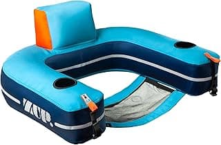 ZUP HOOKZUP iSEAT Inflatable Floating Pool Chair with Dual Drinkholders for Dropstitch Mats, Ideal for Decks, Boating, Lake Lounging and Tubing