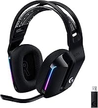 Logitech G733 Lightspeed Wireless Gaming Headset, Suspension Headband, Lightsync RGB, Blue VO!CE Mic, PRO-G Audio – Black, Gaming Headset Wireless, PC, PS5, PS4, Switch Compatible