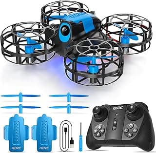 4DRC V18 Mini Drone for Kids Beginners, RC Quadcopter with 2 Control Modes, Headless Mode, Altitude Hold, Auto Hover, 3 Speeds, 3D Flips, LED Lights, 2 Batteries, Gift Toy for Boys