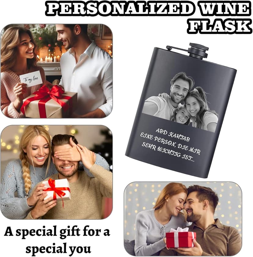 Customized Liquor Flask Gifts for Grandpa Men Him Dad Husband Fathers Day Christmas Groomsman Custom Flask for Men Personalized Engraved Hip Flasks with Photo Text 8 Oz B0FGJRKCB3