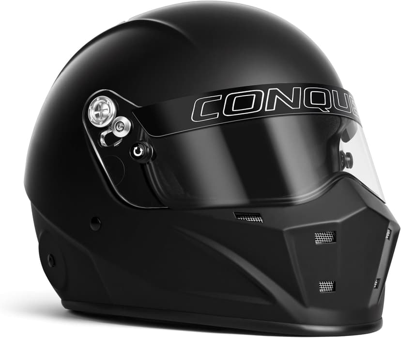 Conquer Snell SA2020 Approved Full Face Auto Racing Race Car Helmet - Adult | Men | Women | - Black / White / Silver (Black, Large)