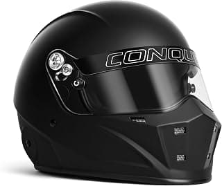 Conquer Snell SA2020 Approved Full Face Auto Racing Race Car Helmet - Adult | Men | Women | - Black / White / Silver (Black, Large)