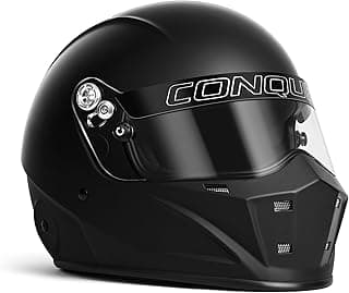 Conquer Snell SA2020 Approved Full Face Auto Racing Race Car Helmet - Adult | Men | Women | - Black / White / Silver (Black, Large)