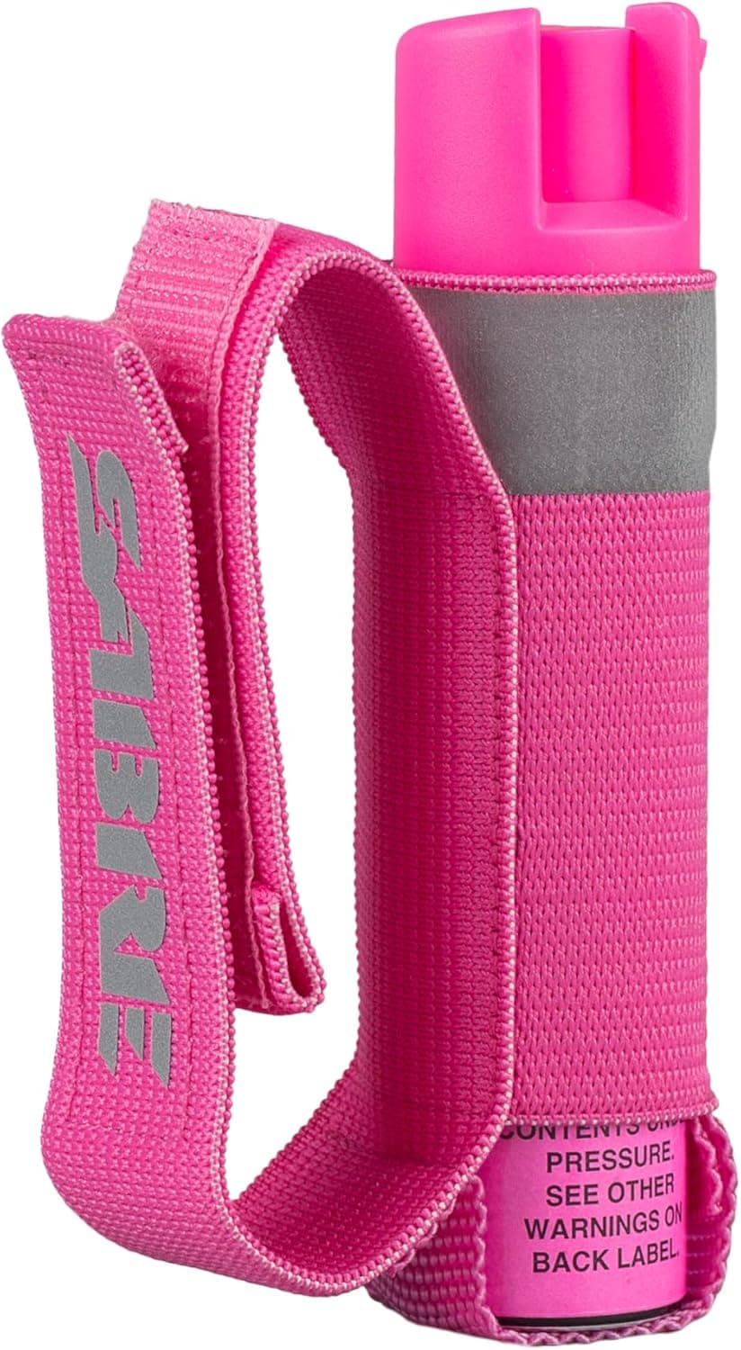 SABRE Runner Pepper Gel, Maximum Police Strength OC Spray, Reflective Strap for Easy Carry & Access, 0.67 fl oz, 4x Longer Spray Time - Up to 13 Seconds Optional Clip-On Alarm & LED Armband Combos