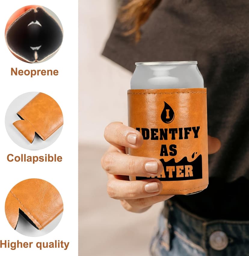 White Elephant Gifts for Adults Leather Can Cooler for Men Christmas Stocking Stuffers Gifts for Dad From Daughter Son Fathers Day Birthday Gag ldeas Funny Retirement Gift Tactical Koozie