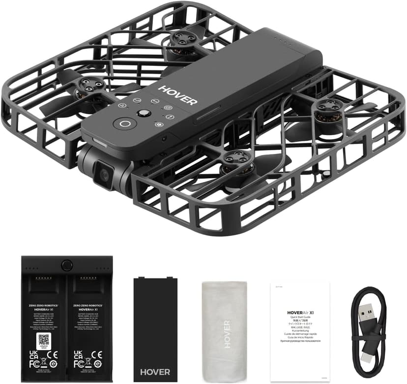 HOVERAir X1 Drone with Camera, Follow-me Drone with Self-Flying Mode, Foldable Mini Drone with HDR Video Capture, Palm Takeoff, Intelligent Flight Paths, Hands-Free Control Black (Combo)