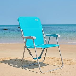 #WEJOY Folding Beach Chair for Adults, Lightweight Beach Chair with Shoulder Straps, High Back Camping Chairs with Hard Armrest, Supports 300lbs for Outdoor Lawn Concert
