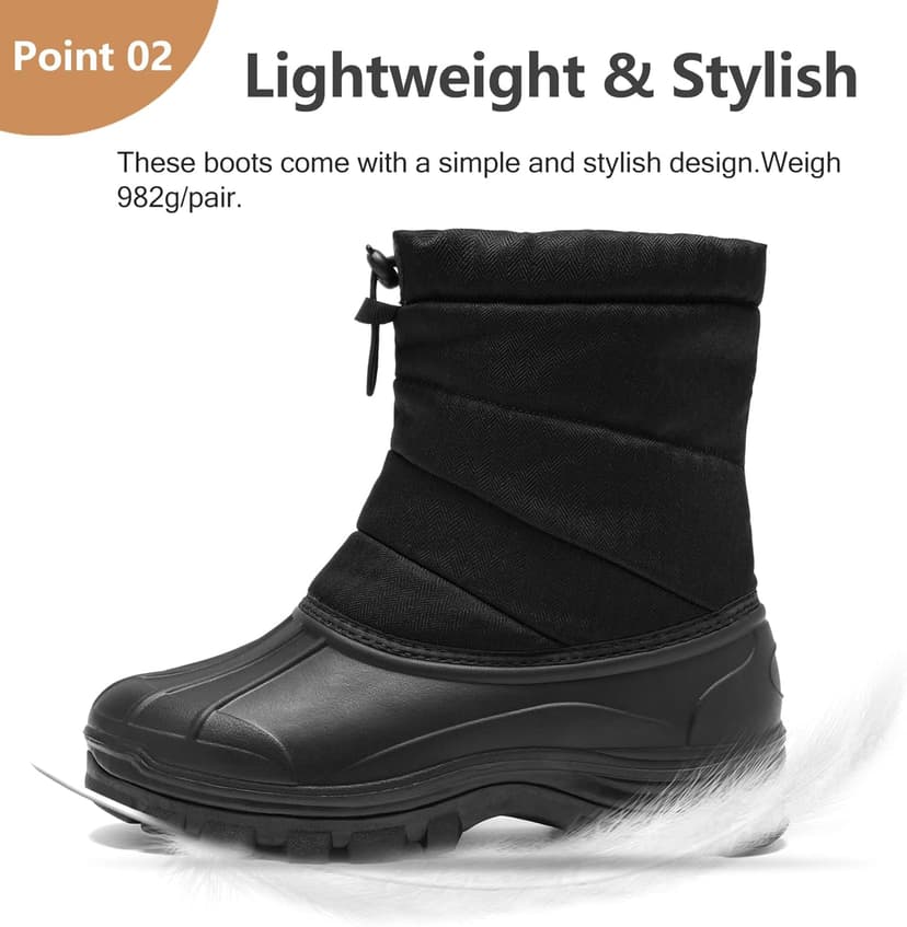 TRAILBLITZ Men's Winter Snow Boots Waterproof Warm Lightweight Non Slip Fur Lined for Outdoor Comfortable Casual Cold Weather