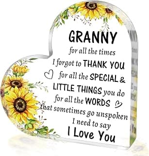 to My Granny Paperweight Presents Christmas Mothers Day Valentines Day Gifts for Granny Grandma Grandmother Granny Birthday Gifts from Grandkids, Acrylic Heart Sign B0DX1K6CCJ