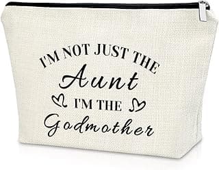 Sazuwu Godmother Aunt Gifts Godmother Gifts from Godchild Baptism Makeup Bag Aunt Christian Proposal Cosmetic Bag Birthday Christmas Mother’s Day Present Travel Pouch