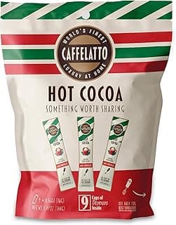 Caffelatto Milk Chocolate Hot Cocoa, Gourmet Single Serve Sticks, Made for Milk Frothers, Add Your Own Milk, Simple Ingredients and Easily Customized, 9 Pack