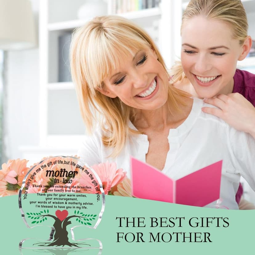 Gifts for Mother in Law from Daughter Son in Law, Thanks You Mom Best Mother in Law Ever Gift Desk Signs Home Decor Mother in Law Birthday Gifts Christmas Acrylic Tree Plaque B0CD7QK38F